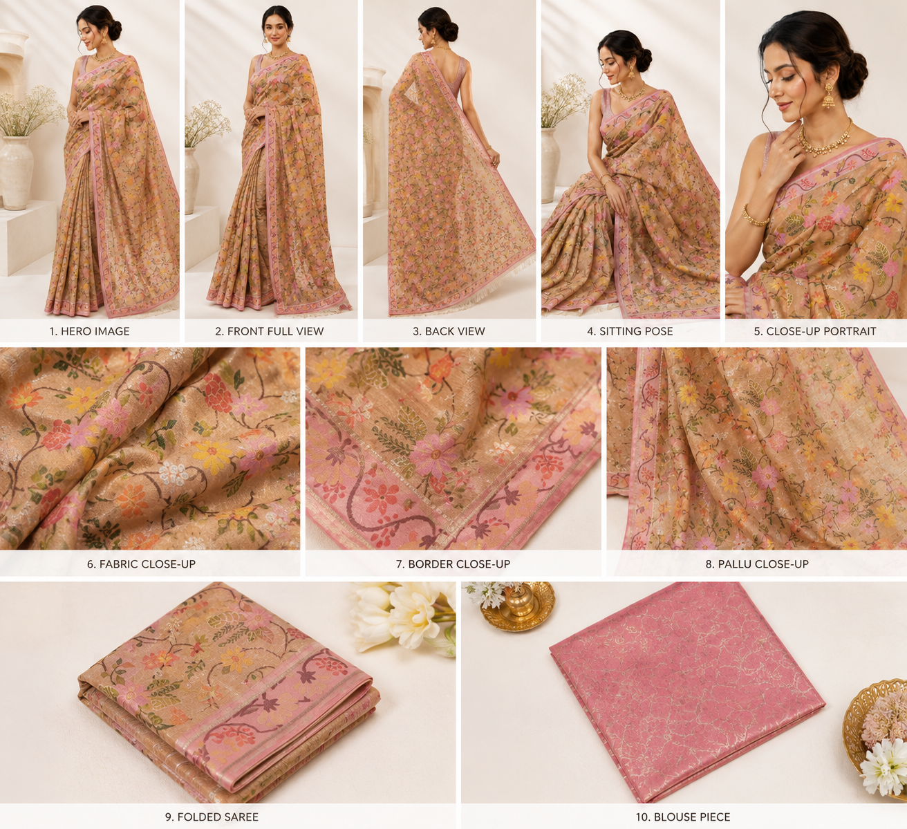 Beautiful Zari Kota Cotton Saree with Elegant Blouse