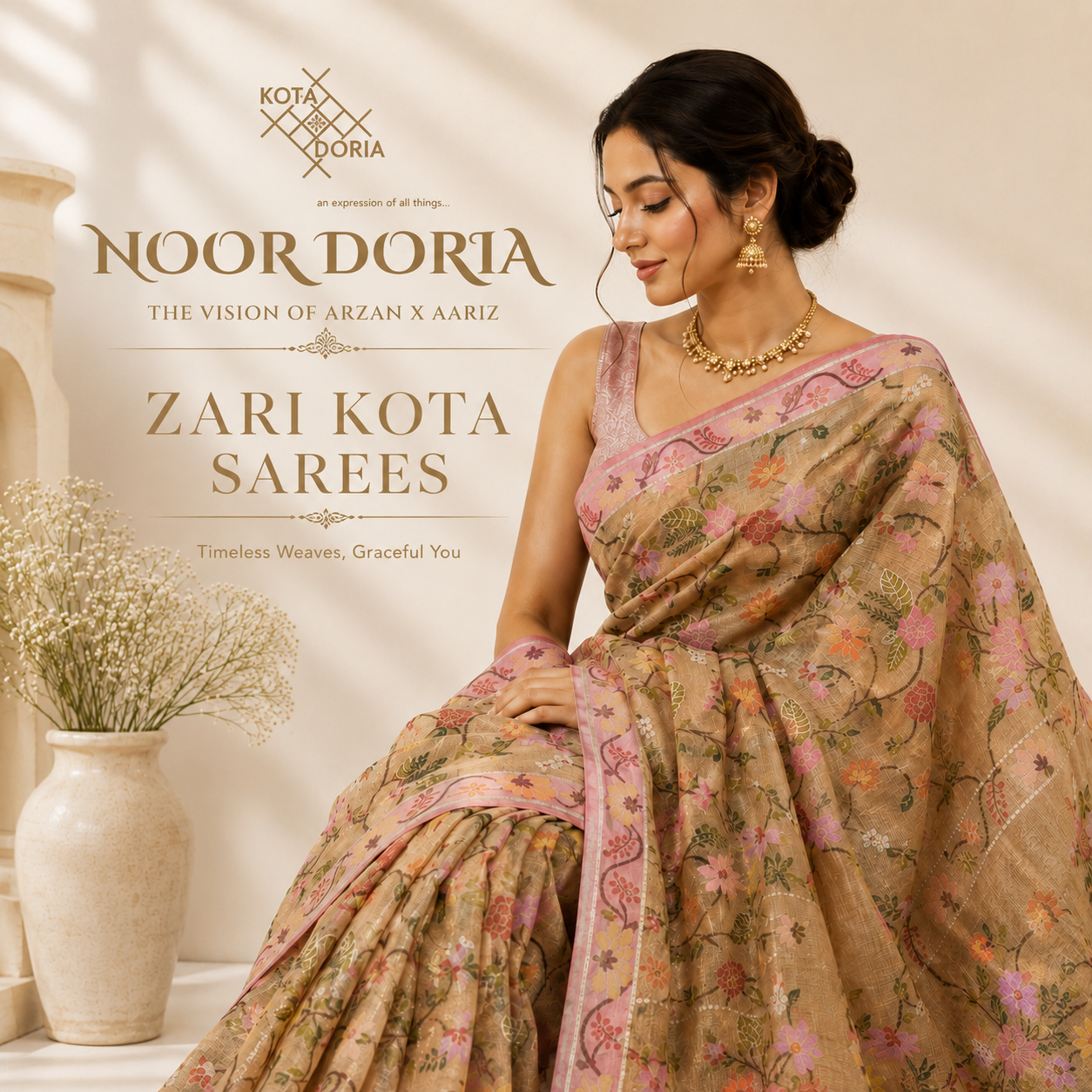 Beautiful Zari Kota Saree with Elegant Blouse