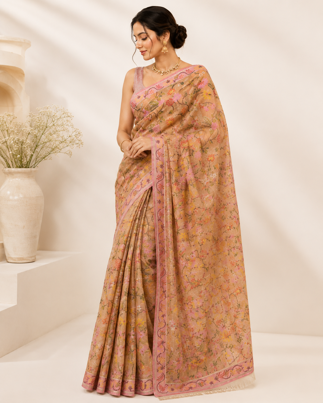 Beautiful Zari Kota Cotton Saree with Elegant Blouse
